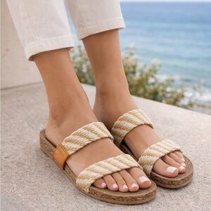 Billabong Women’s Braided Rope Sandals Beige Size 9 Coastal Nautical Beach Boho